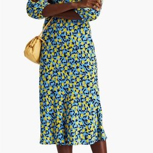 DVF Women's Blue Delphine Printed Crepe Midi Skirt